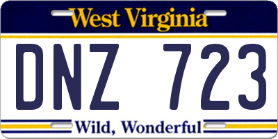 WV license plate DNZ723