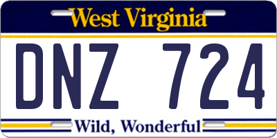 WV license plate DNZ724
