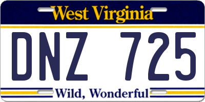 WV license plate DNZ725