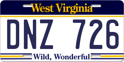 WV license plate DNZ726