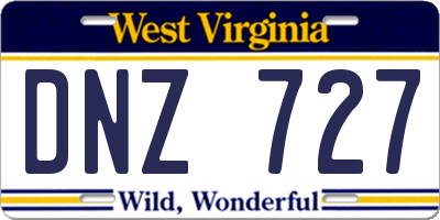 WV license plate DNZ727
