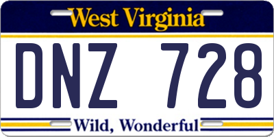 WV license plate DNZ728
