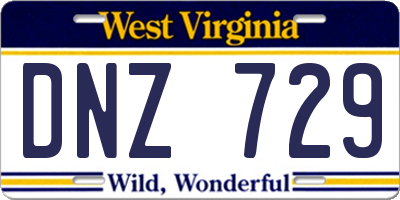 WV license plate DNZ729