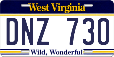 WV license plate DNZ730