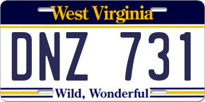 WV license plate DNZ731
