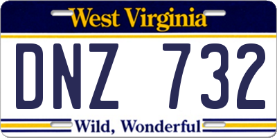 WV license plate DNZ732