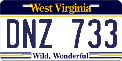 WV license plate DNZ733