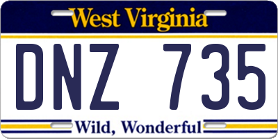 WV license plate DNZ735