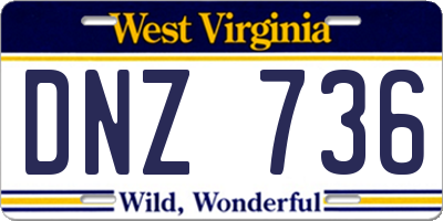WV license plate DNZ736