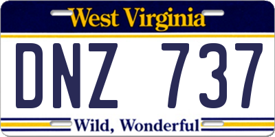 WV license plate DNZ737