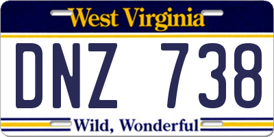 WV license plate DNZ738