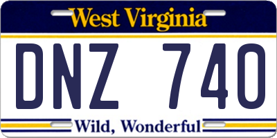 WV license plate DNZ740