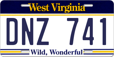 WV license plate DNZ741