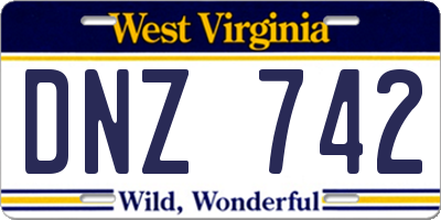 WV license plate DNZ742