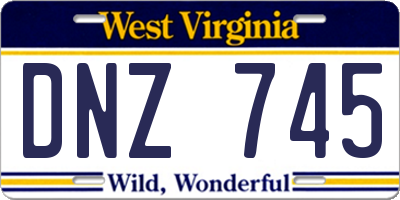 WV license plate DNZ745
