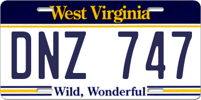 WV license plate DNZ747