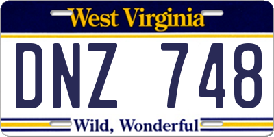 WV license plate DNZ748
