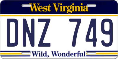 WV license plate DNZ749
