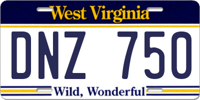 WV license plate DNZ750