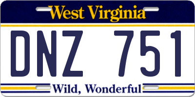 WV license plate DNZ751
