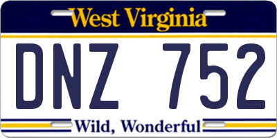 WV license plate DNZ752