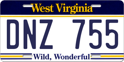 WV license plate DNZ755