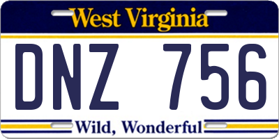 WV license plate DNZ756