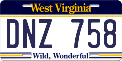 WV license plate DNZ758