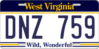 WV license plate DNZ759