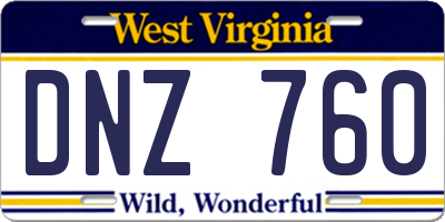 WV license plate DNZ760