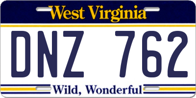 WV license plate DNZ762