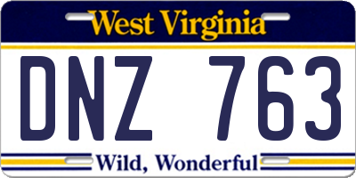 WV license plate DNZ763
