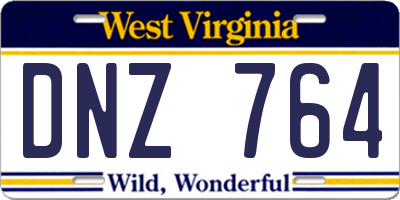 WV license plate DNZ764