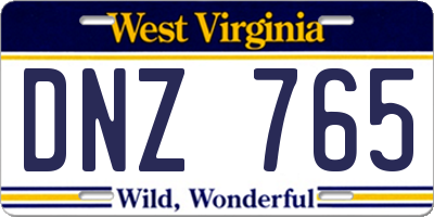 WV license plate DNZ765