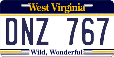 WV license plate DNZ767