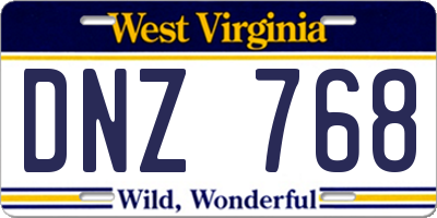 WV license plate DNZ768