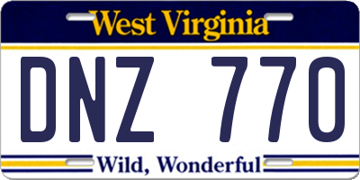 WV license plate DNZ770