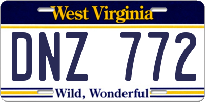 WV license plate DNZ772