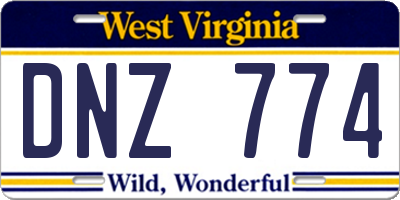 WV license plate DNZ774