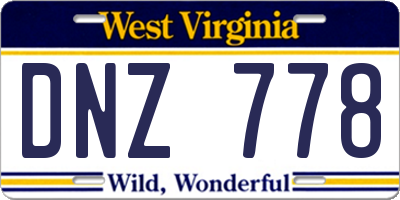 WV license plate DNZ778