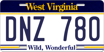 WV license plate DNZ780