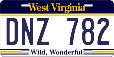 WV license plate DNZ782