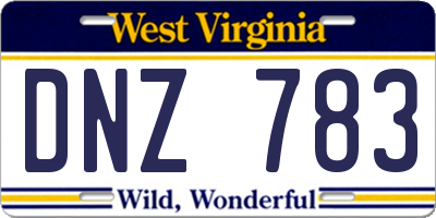 WV license plate DNZ783