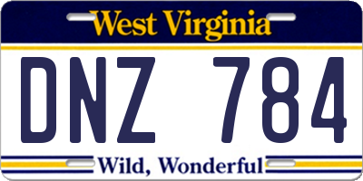 WV license plate DNZ784