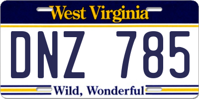 WV license plate DNZ785