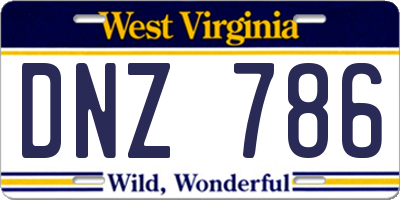 WV license plate DNZ786