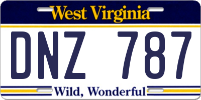 WV license plate DNZ787