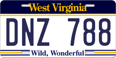 WV license plate DNZ788