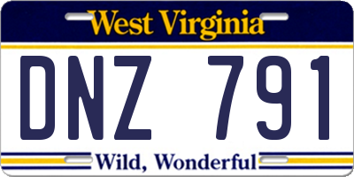 WV license plate DNZ791