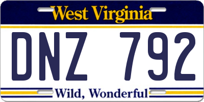 WV license plate DNZ792